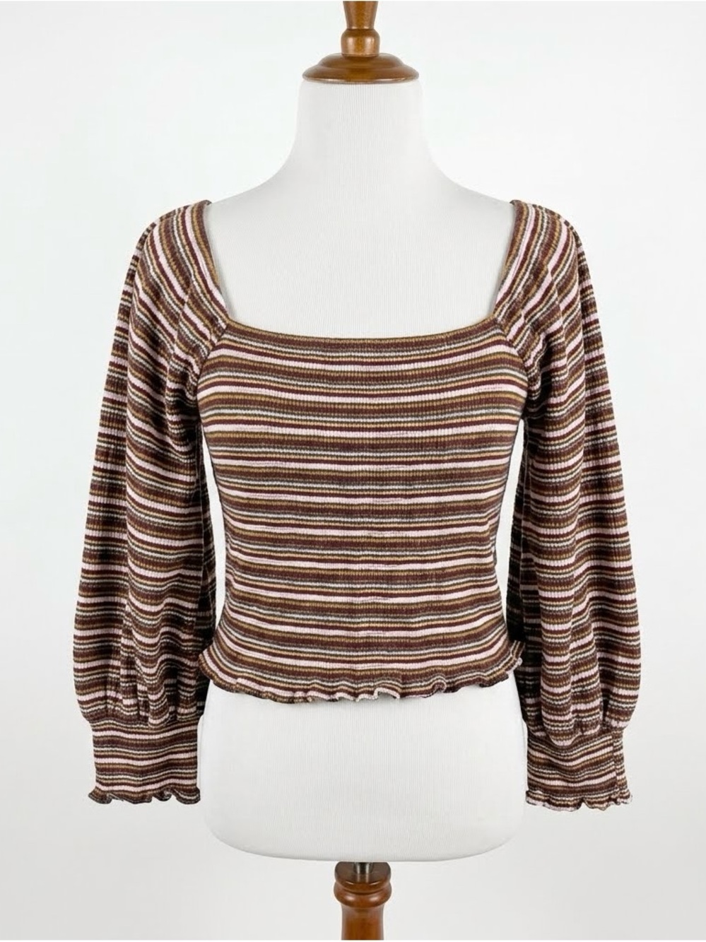 Anthropologie boho striped long sleeve crop top M